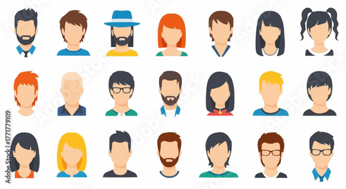 Diverse Collection of Anonymous User Avatars Representing People.