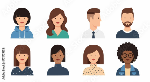 Diverse collection of illustrated portraits showcasing various individuals with different appearances and styles.