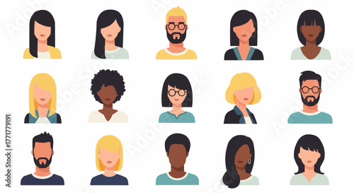 Diverse group of people portraits representing various ethnicities and genders.