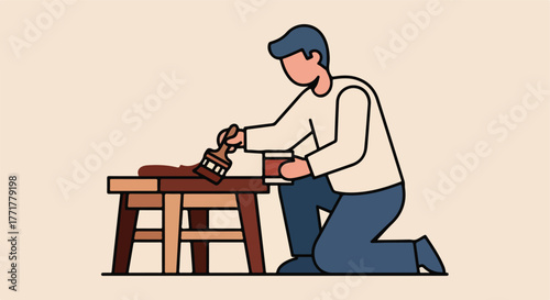 Person painting wooden furniture