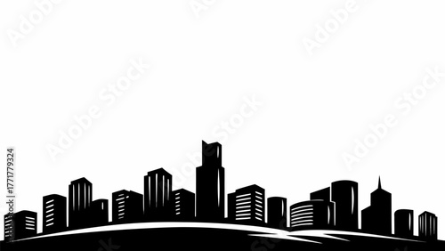 Modern city skyline silhouette offers sleek architectural design for urban planning and development projects