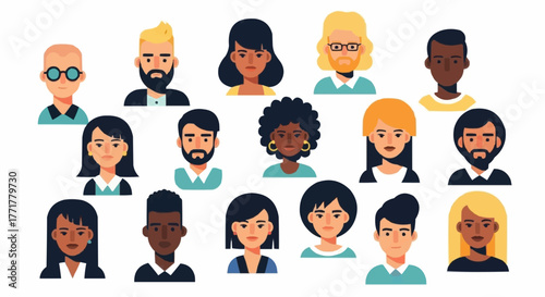 Diverse Group of People Avatars Representing Various Ethnicities and Genders.