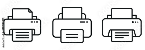 Printer Icon Set – Outline and Minimal Printing Symbols for Office, Document, and Technology Design