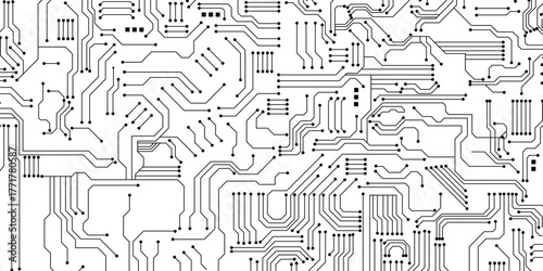 Abstract digital circuit board on an electric blue technological background.