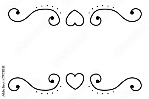 ハートモチーフの装飾フレーム　かわいい曲線ラインデザイン