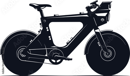 Modern Electric Bicycle Silhouette bike ebike, bicycle, bike, electric, ebike, modern, futuristic, transportation, vehicle, technology, silhouette, black, white, clean, minimalist, design, engineering