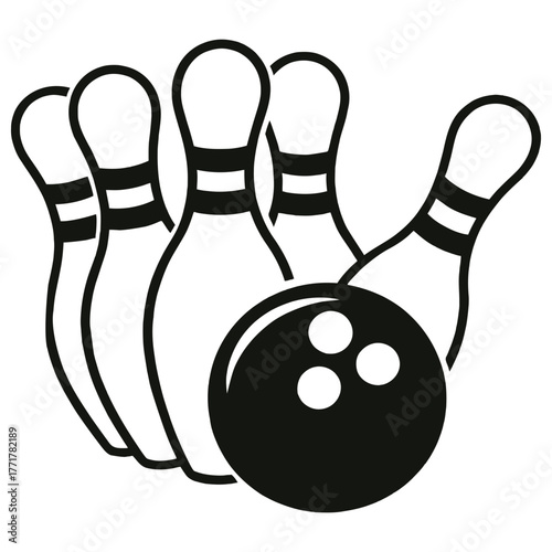 Bowling pins and ball icon