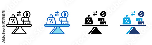 Debt To Equity Ratio icon Multi Style Vector Illustration