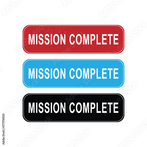 Mission Complete Labels Collection for Success and Achievement Notification