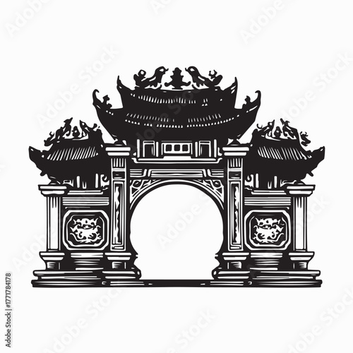 Famous Gates of the Ancient World Vector Illustration on white background