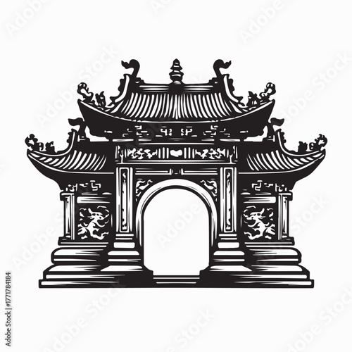  Ancient World City Gates Historical Architecture Vector on white background