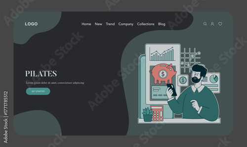 Vector Illustration of Man Analyzing Financial Data