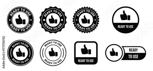 Ready to use icons set in different style on white background. Ready to use quality badge. Ready to use verified labels. Vector illustration set.