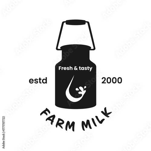 This logo showcases farm milk, emphasizing freshness and taste. The design supports environmental conservation, encouraging sustainable farming practices for quality dairy products.