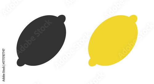 Featuring two line icons of lemons, one in bold black and the other in vibrant yellow. These designs capture the essence of fresh citrus fruit, ideal for various uses in design.