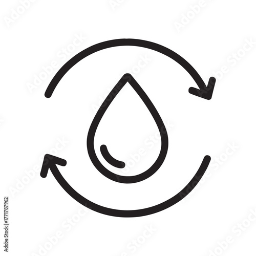 Water Drop Cycle Icon for Recycling and Conservation