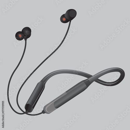 Wireless headphones on gray background