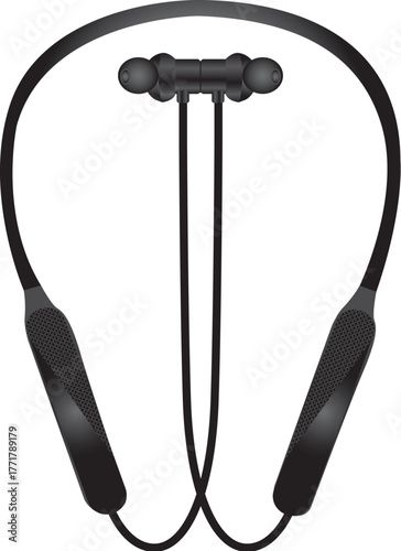 Black wireless headset on white