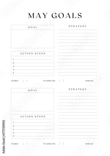 Monthly Goals Planner Template | Elegant Minimalist Productivity Planner - Monthly Goals Planner Template  (5)