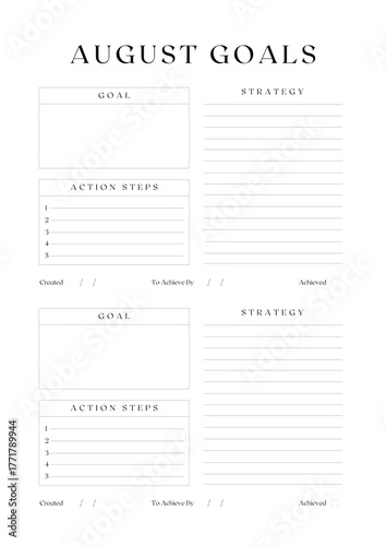 Monthly Goals Planner Template | Elegant Minimalist Productivity Planner - Monthly Goals Planner Template  (3)