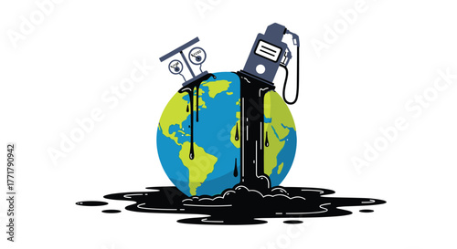 Image depicting oil extraction from the Earth, symbolizing environmental concerns and pollution problems.