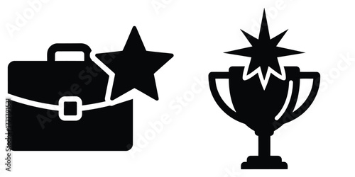 business achievement icon vector set