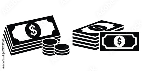 business cash icon vector set