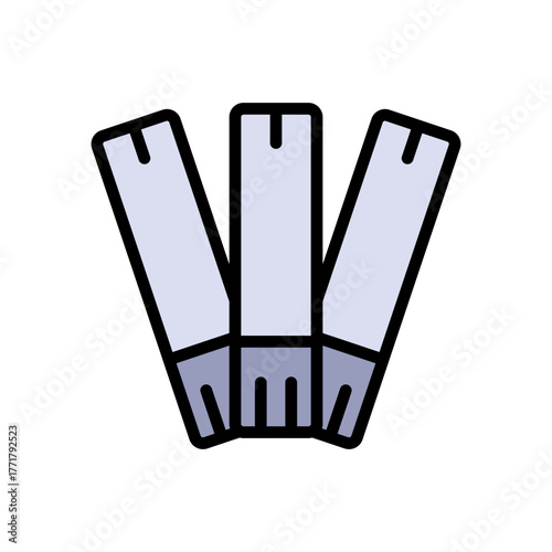 Diabetes test strips set color vector icon. Blood glucose test strips simple symbol. Glucometer pharmacy vector symbol, logo illustration.