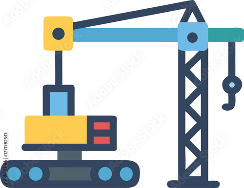 Construction Crane Vector Illustration for Industrial and Engineering Projects with Lift and Building Themes and Geometric Design Elements