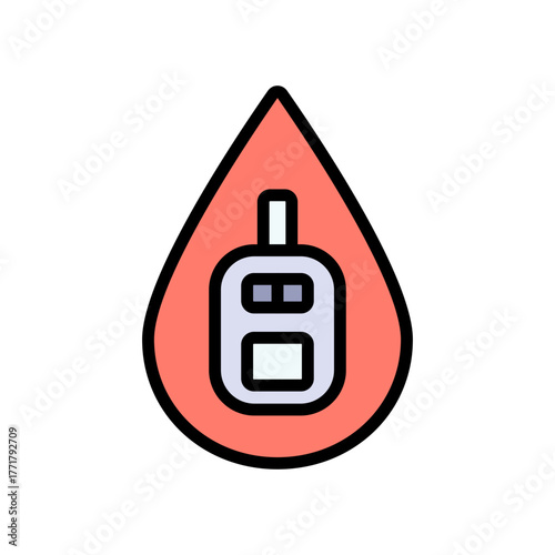 Blood sugar level color icon. Diabetes management and health tracking vector symbol.