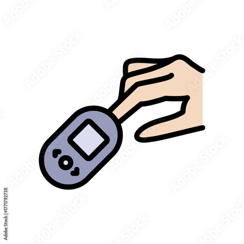 Diabetes testing color icon. Non-invasive glucometer. Measure blood glucose levels without blood draws or invasive procedures. Glucometer pharmacy vector symbol, logo illustration.