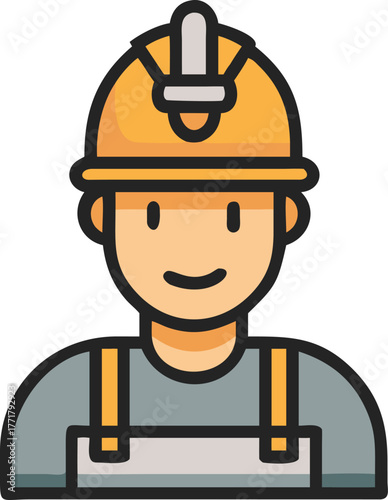 Illustration of a Construction Worker with a Hard Hat Safety First Approach Vector Design Flat Style Professional Tradesman