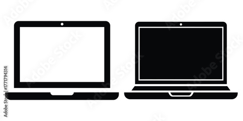 business laptop icon vector set