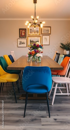 Modern Dining Room Colorful Chairs
