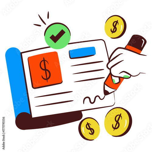 Vector design of cheque writing