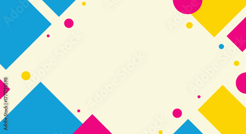 Geometric CMYK background template with bright colorful shapes, abstract vector design frame for copy space.