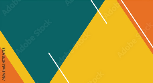 Diagonal Abstract Background Banner in Teal, Gold, and Orange. Modern geometric design template.
