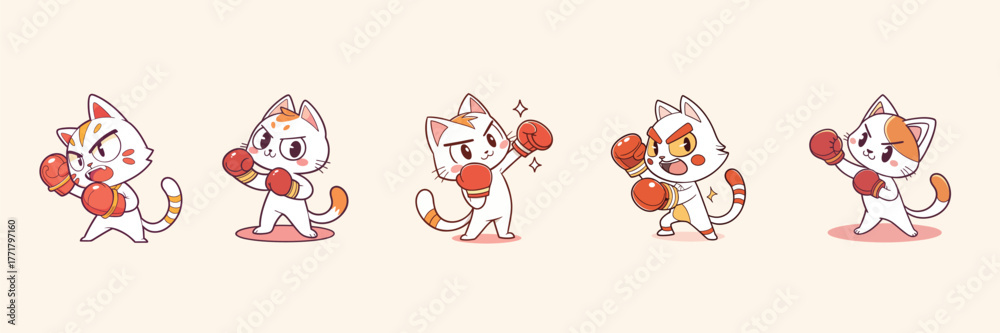 Naklejka premium A playful cat showing off its boxing moves — full of energy, attitude, and fun!