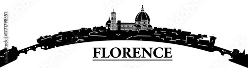 Florence skyline silhouette on white background