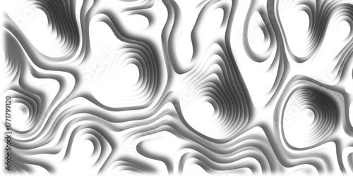 Abstract design with grey and white abstract papercut and multi-layer cutout geometric pattern on vector Topographic canyon geometric map relief texture with curved layers beautiful design.	