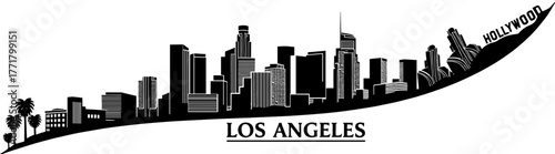 Los Angeles skyline silhouette on white background