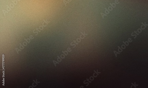 A dark and moody abstract background featuring a prominent grainy or noise texture. The design includes a soft, blurred color gradient of muted earth tones, transitioning from dark brown or black 
