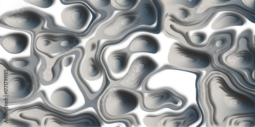 Abstract design with blue and white abstract papercut and multi-layer cutout geometric pattern on vector Topographic canyon geometric map relief texture with curved layers beautiful design.	