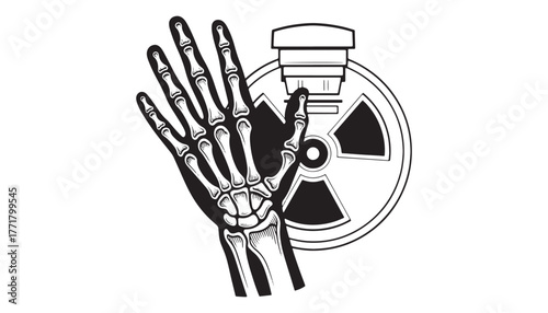 Radiology symbol and human hand x ray illustration