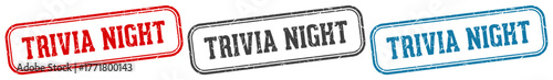 trivia night stamp. trivia night rectangular stamp set isolated on white background