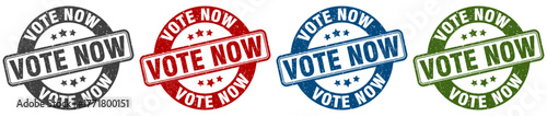 vote now stamp. vote now round stamp set isolated on white background