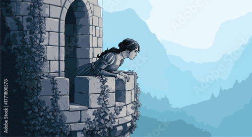 Rapunzel's Lookout A Castle Tower Scene with Mountain Views