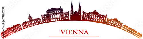 Vienna skyline silhouette on white background