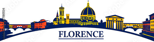 Florence skyline silhouette on white background