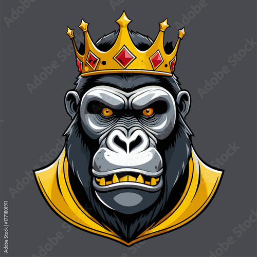 vector cartoon of a brave gorilla head